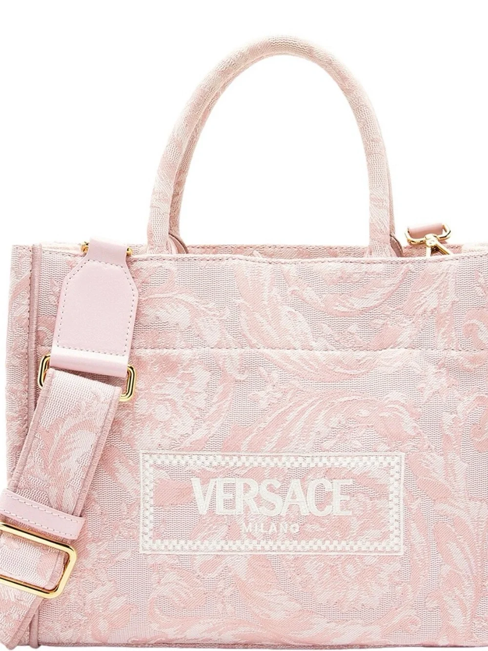 Versace Small Athena Tote Pink Jacquard